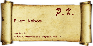 Puer Kabos névjegykártya